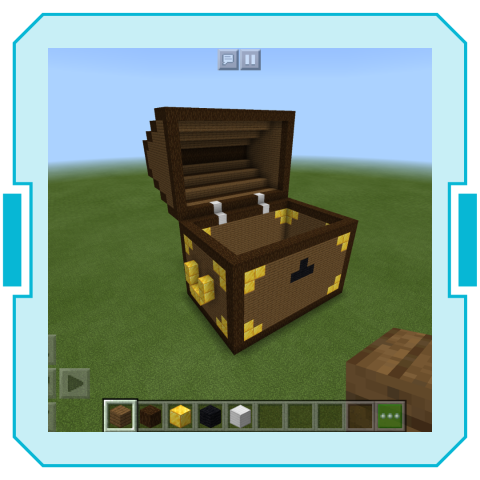 Minecraft style treasure chest that is open.