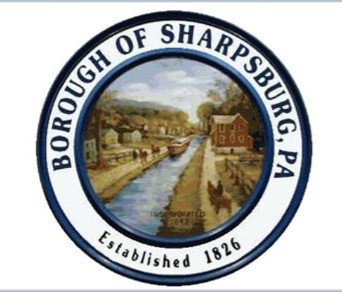 The Borough of Sharpsburg seal, depicting a canal.
