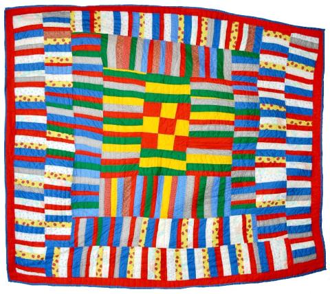 Colorful Gee's Bend quilt.