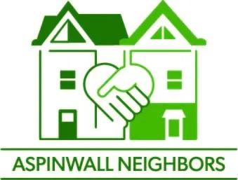 Aspinwall Neighbors logo - two hands shaking in front of houses.