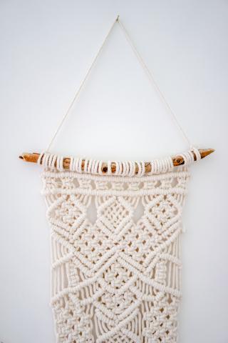 Photo of a DIY macramé  wall hanging