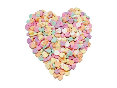 Conversation heart candies.