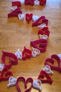 a chain of hearts made of felt