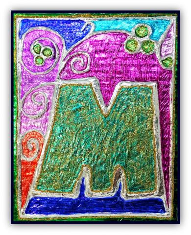 Photo of an illuminated manuscript letter project