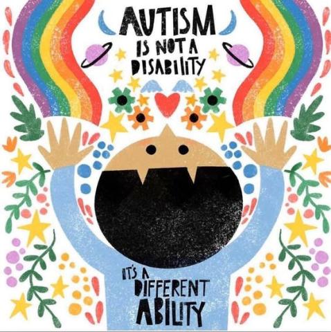 a boy is surrounded by color and text reads "Autism is not a disability. It's a different ability."