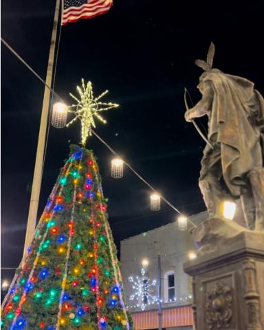 Photo of Christmas tree lights in Guyasuta Square