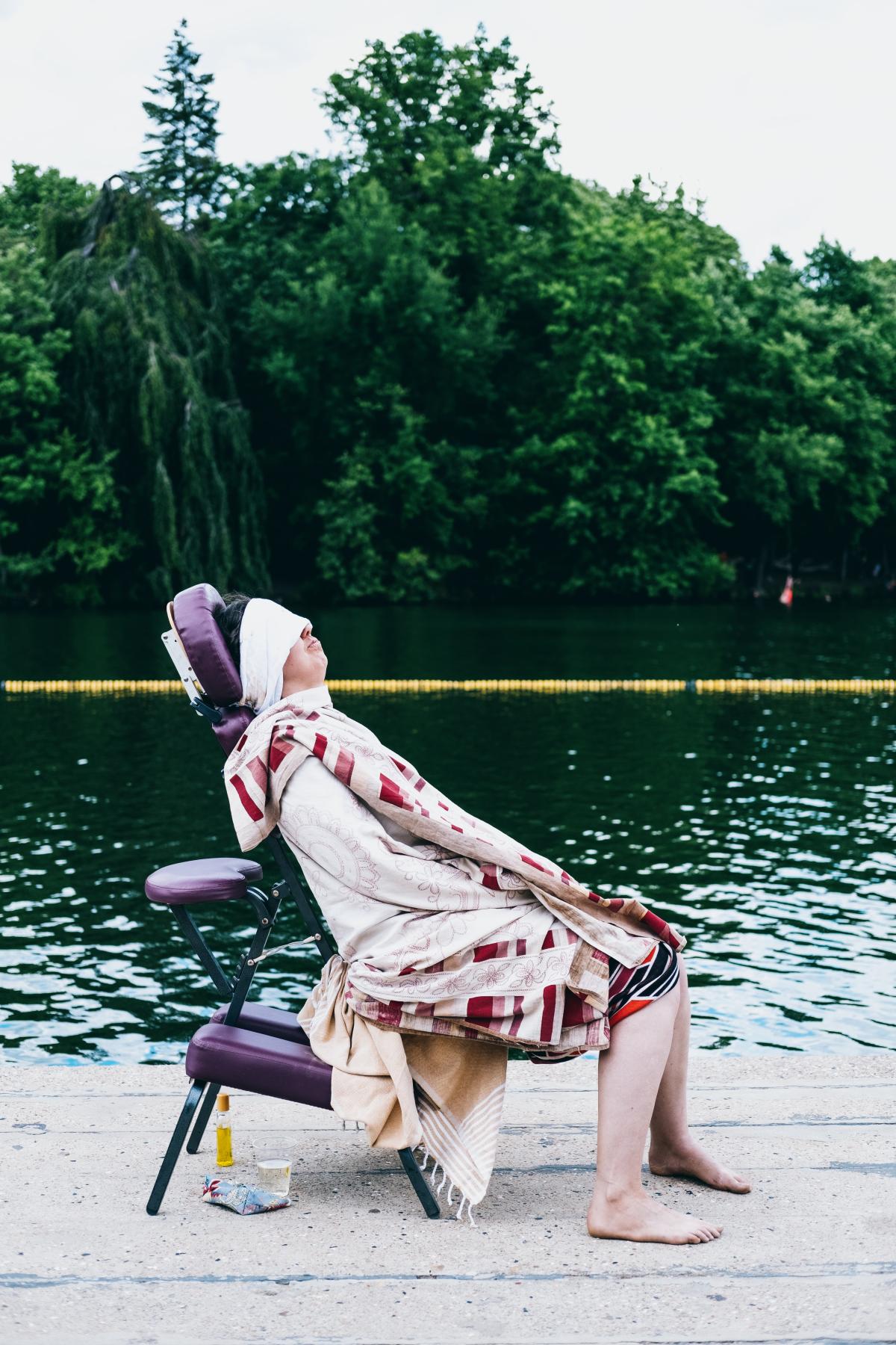 woman relaxing in chair