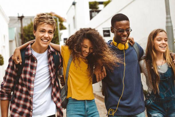 A multicultural group of teens.