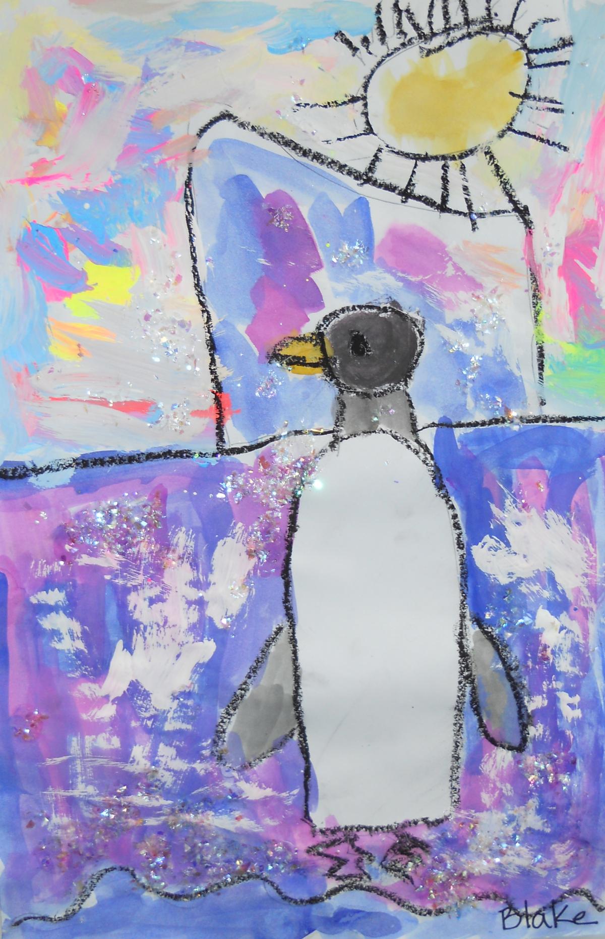 A penguin painting by a child