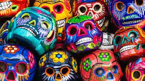 A photo of colorful sugar skulls in Mexico.