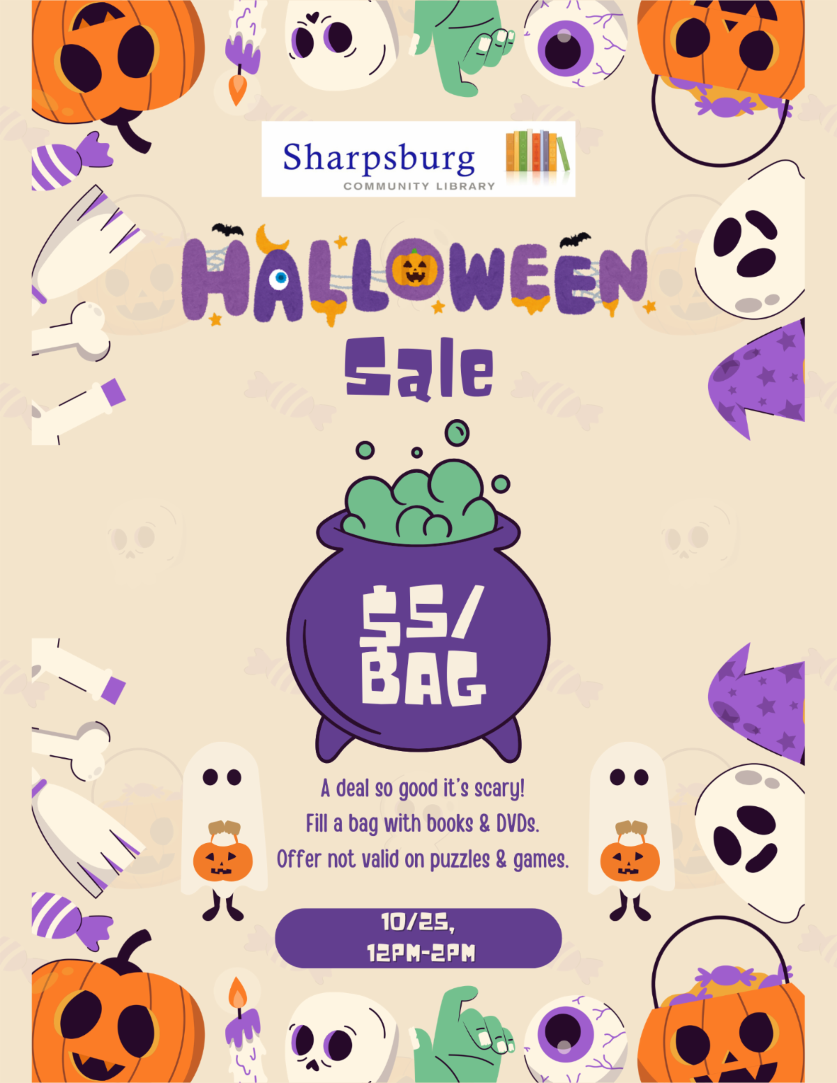 Halloween book sale - $5/bag